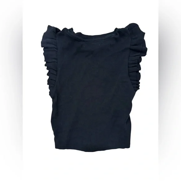 Black Ruffle Sleeve Women's Top - Picture 3 of 5